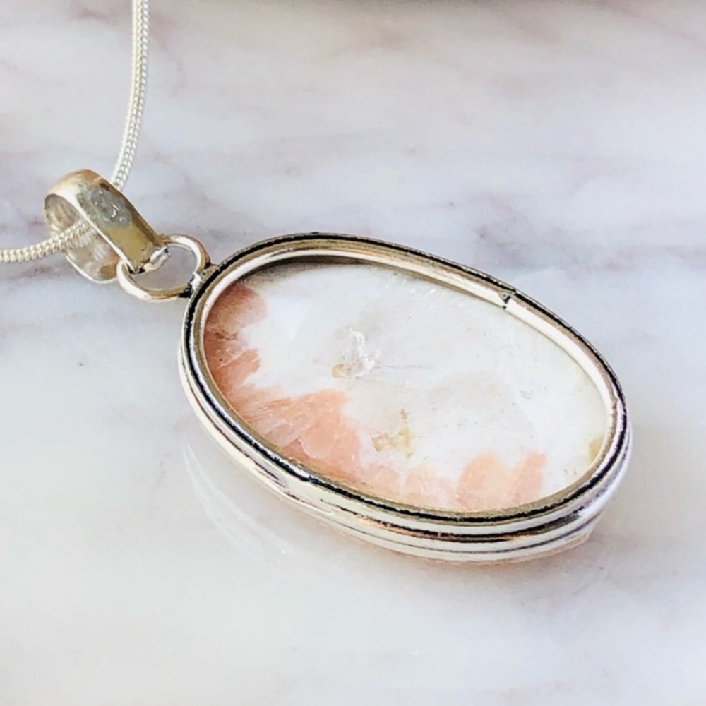 Silver Plated Scolecite Stone Statement Necklace - image 3